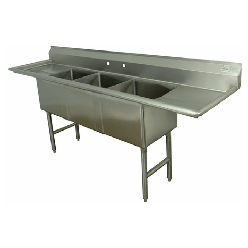 Advance Tabco FC-3-1824-18RL-X Special Value Fabricated Sink 3-compartment 18" Right & Left Drainboards