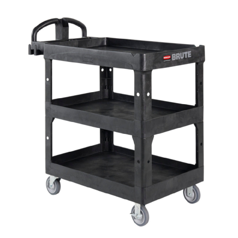 Rubbermaid 2196862 BRUTE Heavy Duty Medium 3-Shelf Utility Cart With Lipped Shelves