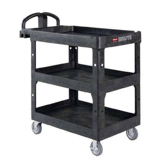 Rubbermaid 2196862 BRUTE Heavy Duty Medium 3-Shelf Utility Cart With Lipped Shelves