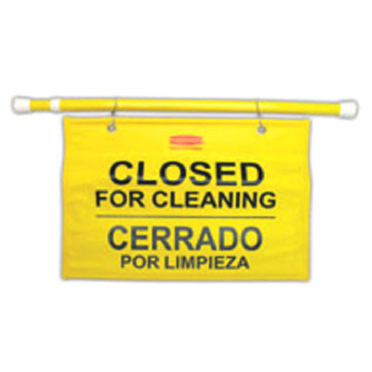 Rubbermaid FG9S1600YEL Sign "Closed For Cleaning" Trilingual